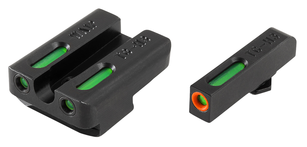 TruGlo TFX Pro Walther PPQ Green Tritium & Fiber Optic Orange Outline Front U-Notch Rear Sight Set - Black