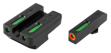 TruGlo TFX Pro Walther PPQ Green Tritium & Fiber Optic Orange Outline Front U-Notch Rear Sight Set - Black