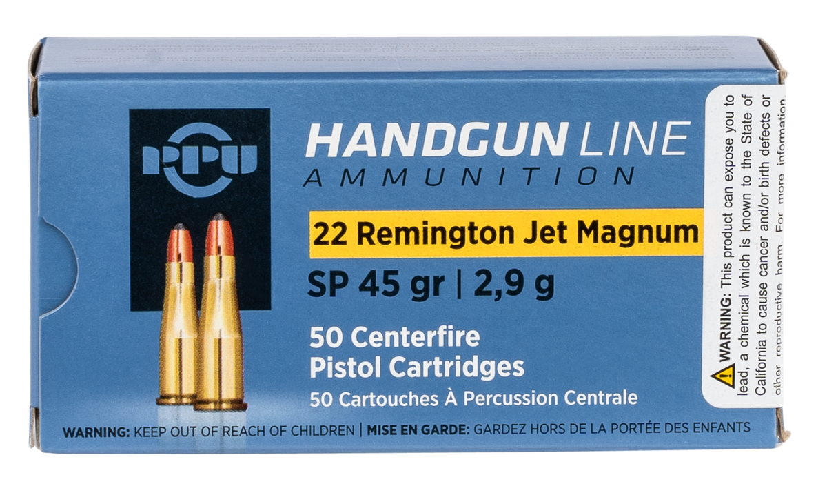PPU PPH22RJ 22 Rem Jet Mag 45gr Soft Point 50 Rd - Box or Case