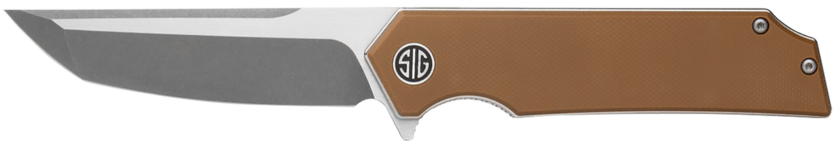 Eikonic Knife Company Tsuru 3.30" Folding Tanto Plain Satin 154CM SS Coyote Brown G10 Handle