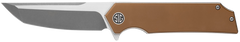 Eikonic Knife Company Tsuru 3.30" Folding Tanto Plain Satin 154CM SS Coyote Brown G10 Handle