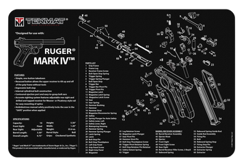 TekMat Ruger Mark IV Cleaning Mat 11\"x17\" Rubber Black/White