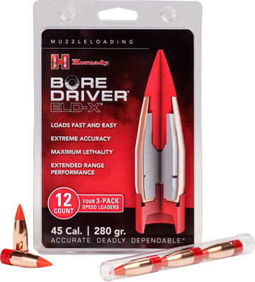 Hornady Bore Driver ELD-X .45 Cal 280gr Polymer Tip Muzzleloader Bullets - 12/Box
