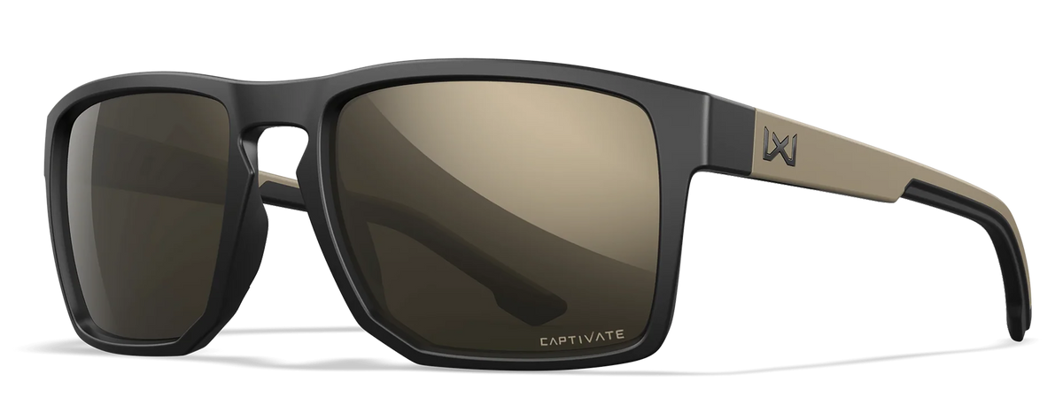 Wiley X Founder AC6FND04 CAPTIVATE Tungsten Mirror Lens Matte Black/Tan Frame Safety Glasses