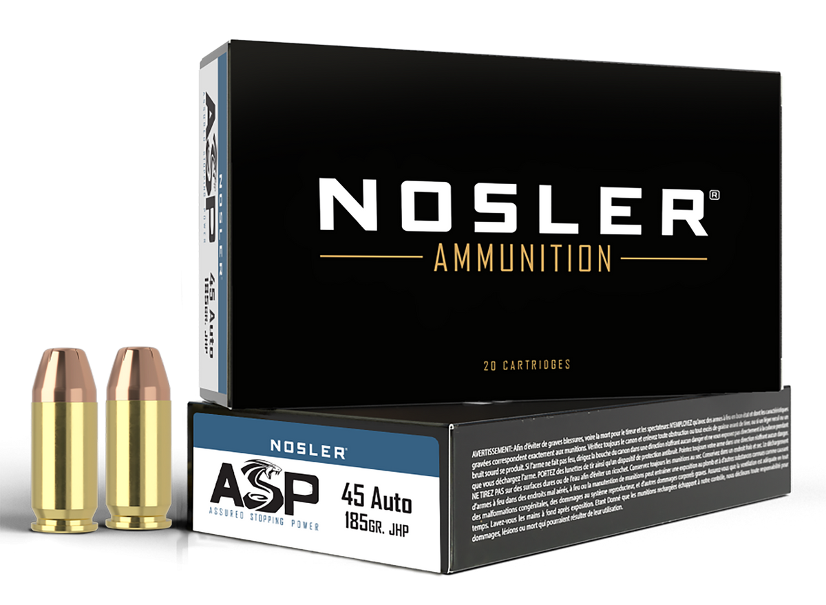 Nosler Assured Stopping Power 45 ACP 185gr JHP 50 Rd/Box - Box or Case