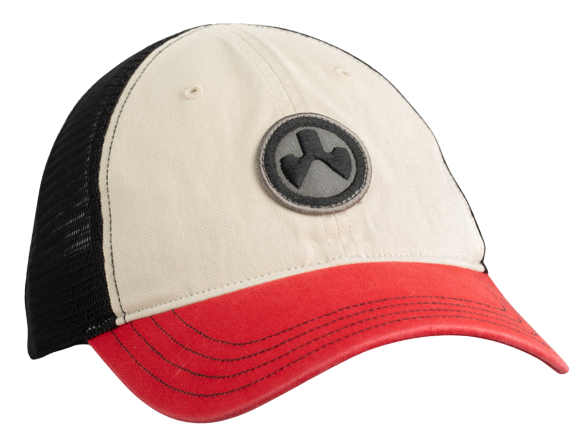 Magpul Industries Icon Patch Trucker Hat Stone/Red/Black OSFA Adjustable Snapback