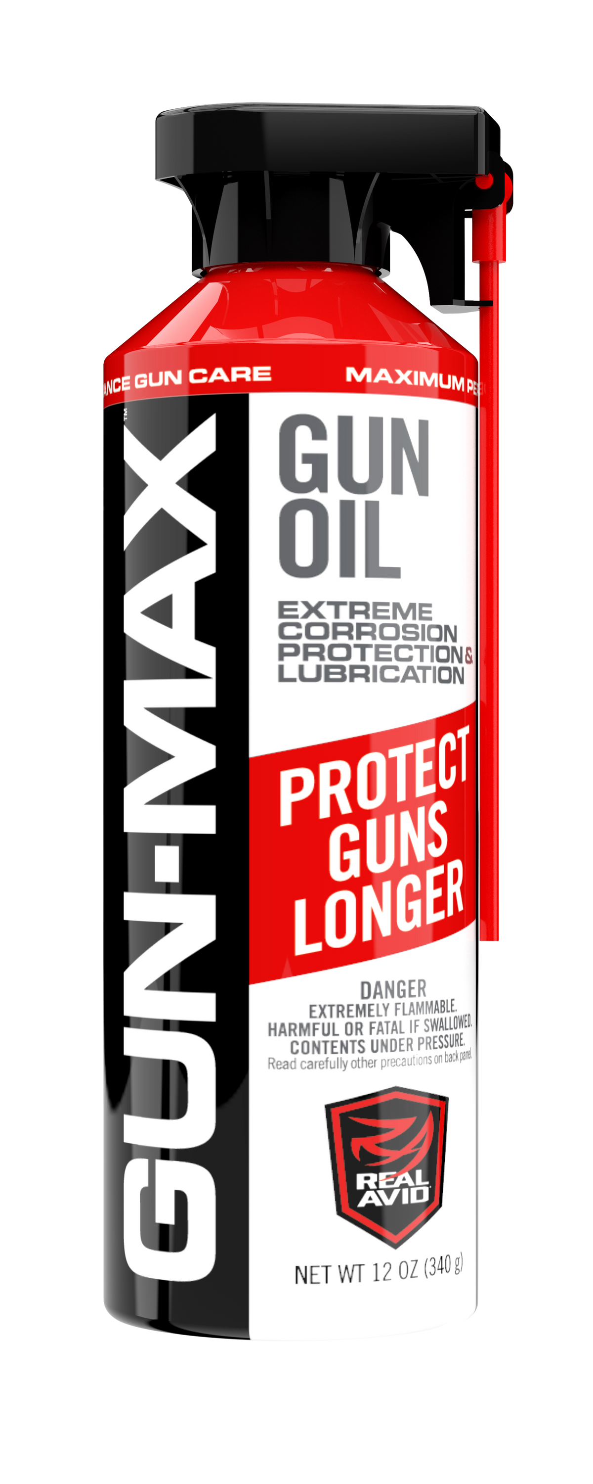 Real Avid Gun-Max Gun Oil 12 oz Aerosol Cleans/Lubricates/Protects