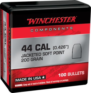 Winchester Ammo Centerfire Handgun 44 Remington Magnum 200 gr Soft Point Reloading Bullets - 100/Box