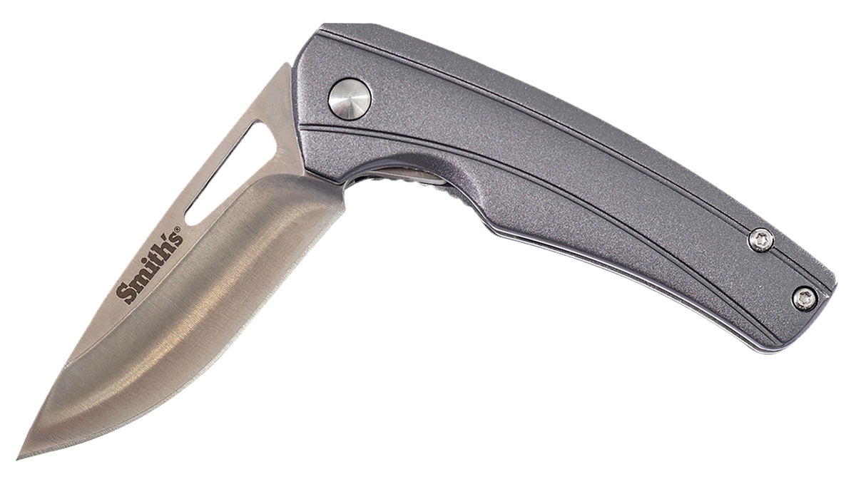 Smiths Products Istana 2.75" Folding Drop Point Plain Satin 400 SS Blade - Gray Anodized Aluminum Handle