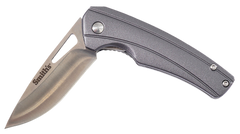 Smiths Products Istana 2.75" Folding Drop Point Plain Satin 400 SS Blade - Gray Anodized Aluminum Handle
