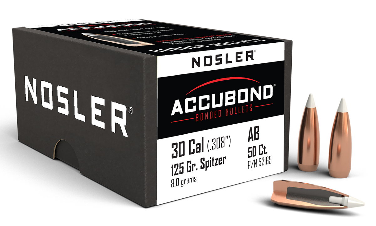 Nosler AccuBond 30 Cal .308 125gr Spitzer Point 50/Box