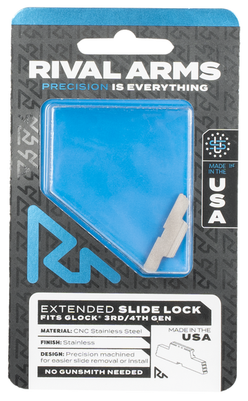 Rival Arms RA80G001D Extended Slide Lock Stainless Steel for Glock Gen3/4