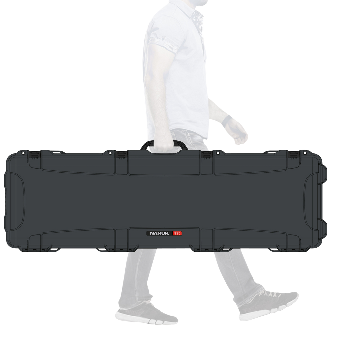 Nanuk 995 Waterproof Graphite Resin Rifle Hard Case 52" with Foam Padding & Lockable Latches