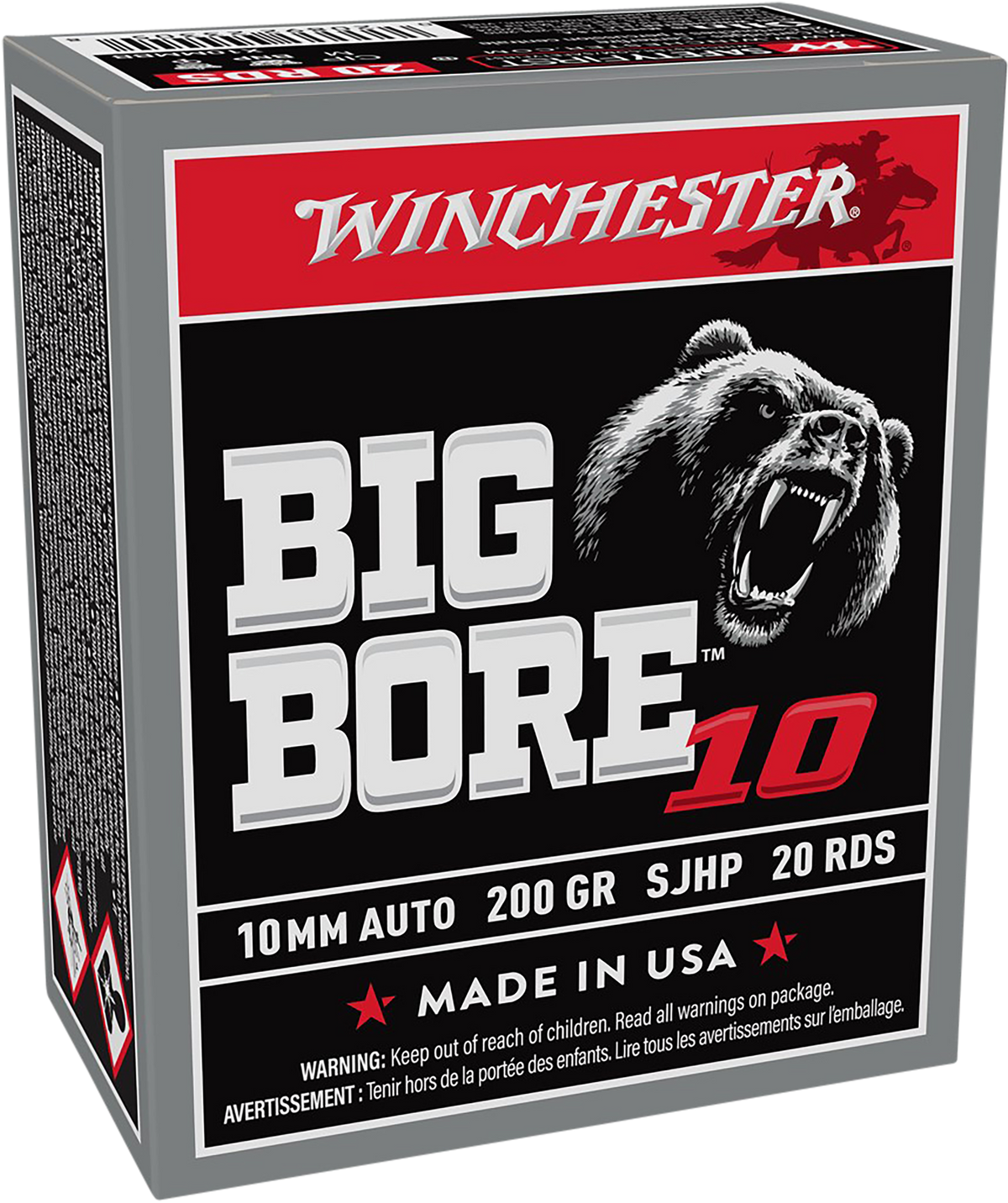 Winchester Ammo Big Bore 10mm Auto 200gr Semi Jacketed Hollow Point 20 Rd - Box or Case