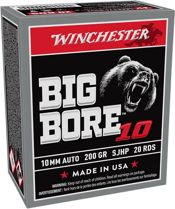 Winchester Ammo Big Bore 10mm Auto 200gr Semi Jacketed Hollow Point 20 Rd - Box or Case