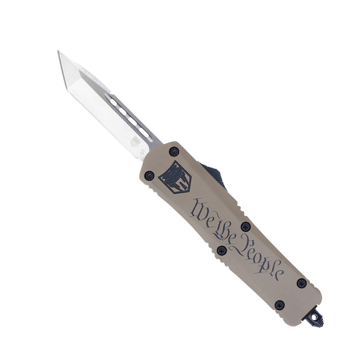 CobraTec Knives FS-3 We The People 3" OTF Tanto Plain D2 Steel Tan Aluminum Handle