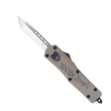 CobraTec Knives FS-3 We The People 3" OTF Tanto Plain D2 Steel Tan Aluminum Handle