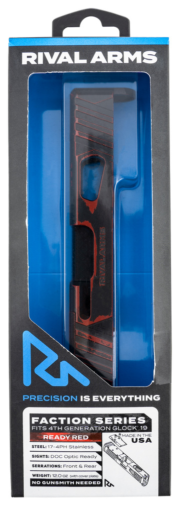 Rival Arms Faction Series Slide A1 9mm Luger Docter Cut Cerakote Ready Red 17-4 Stainless Steel - Glock 19 Gen4