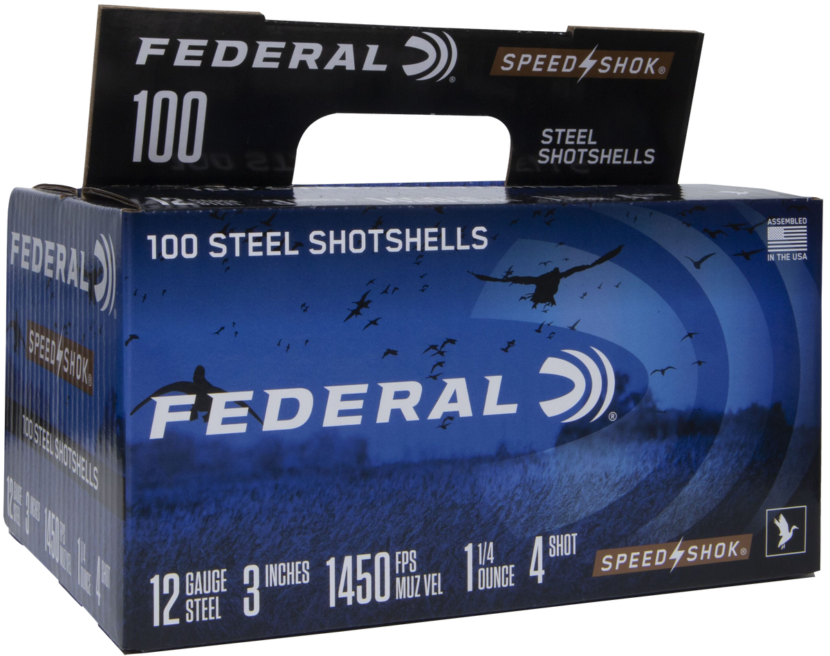 Federal Speed-Shok 12 Gauge 3" 1-1/4 oz #4 Shot 100 Rd - Box or Case
