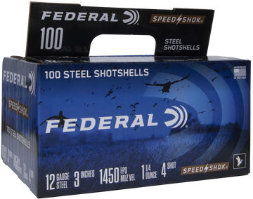 Federal Speed-Shok 12 Gauge 3" 1-1/4 oz #4 Shot 100 Rd - Box or Case