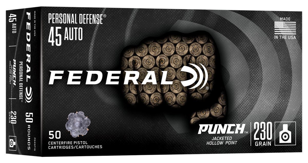 Federal Punch 45 Auto 230gr Jacketed Hollow Point 50 Rd - Box or Case