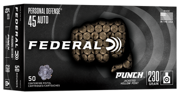 Federal Punch 45 Auto 230gr Jacketed Hollow Point 50 Rd - Box or Case