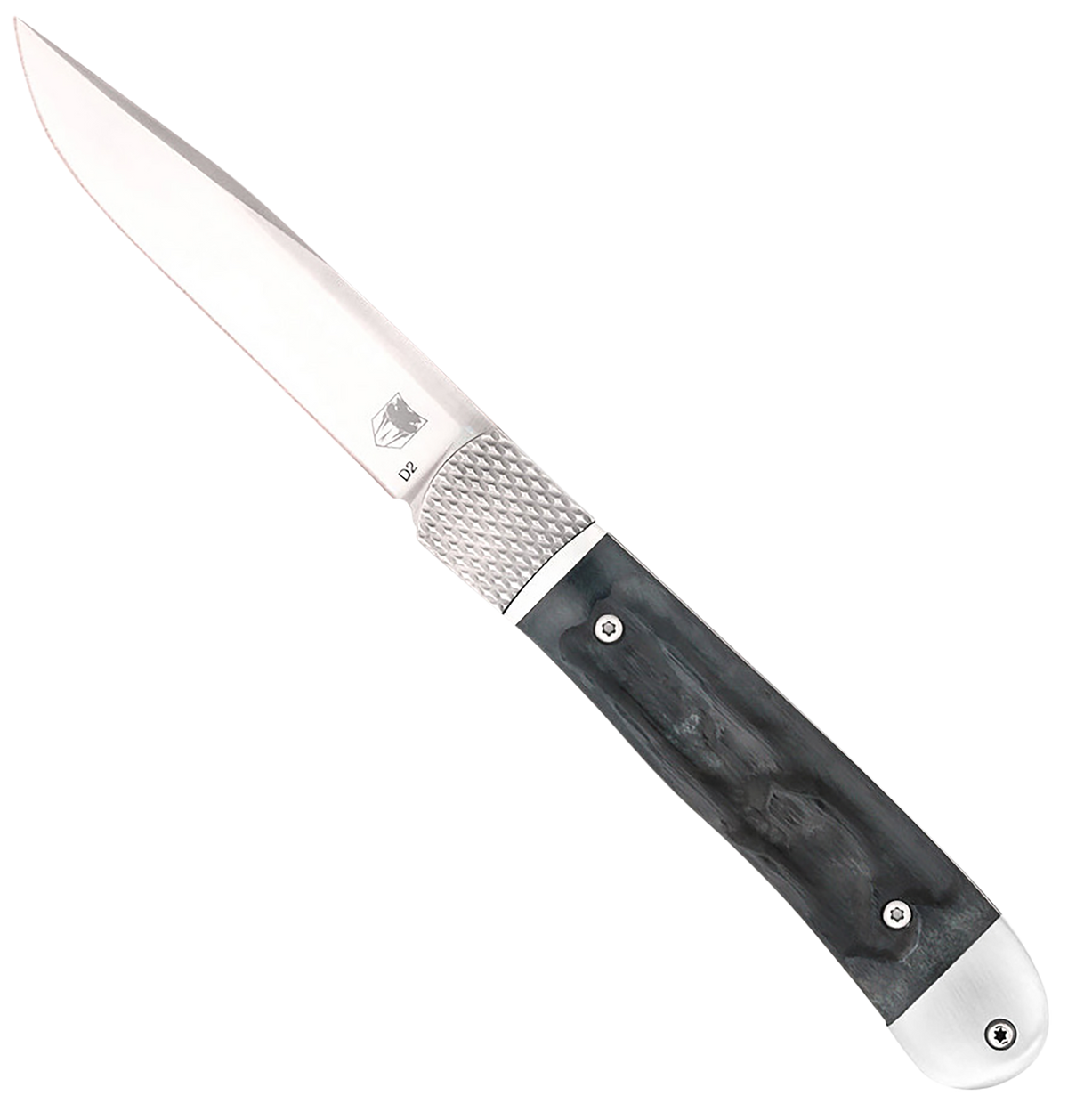 CobraTec Knives Trapper Hidden Release 3.12" OTS Drop Point Plain D2 Steel Satin Blade Black Bone Scales