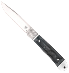 CobraTec Knives Trapper Hidden Release 3.12" OTS Drop Point Plain D2 Steel Satin Blade Black Bone Scales