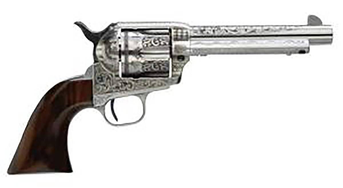 Taylor's & Company 1873 Cattleman Uberti 45 Colt (LC) 4.75" 6-Rd SAO Revolver - White Engraved