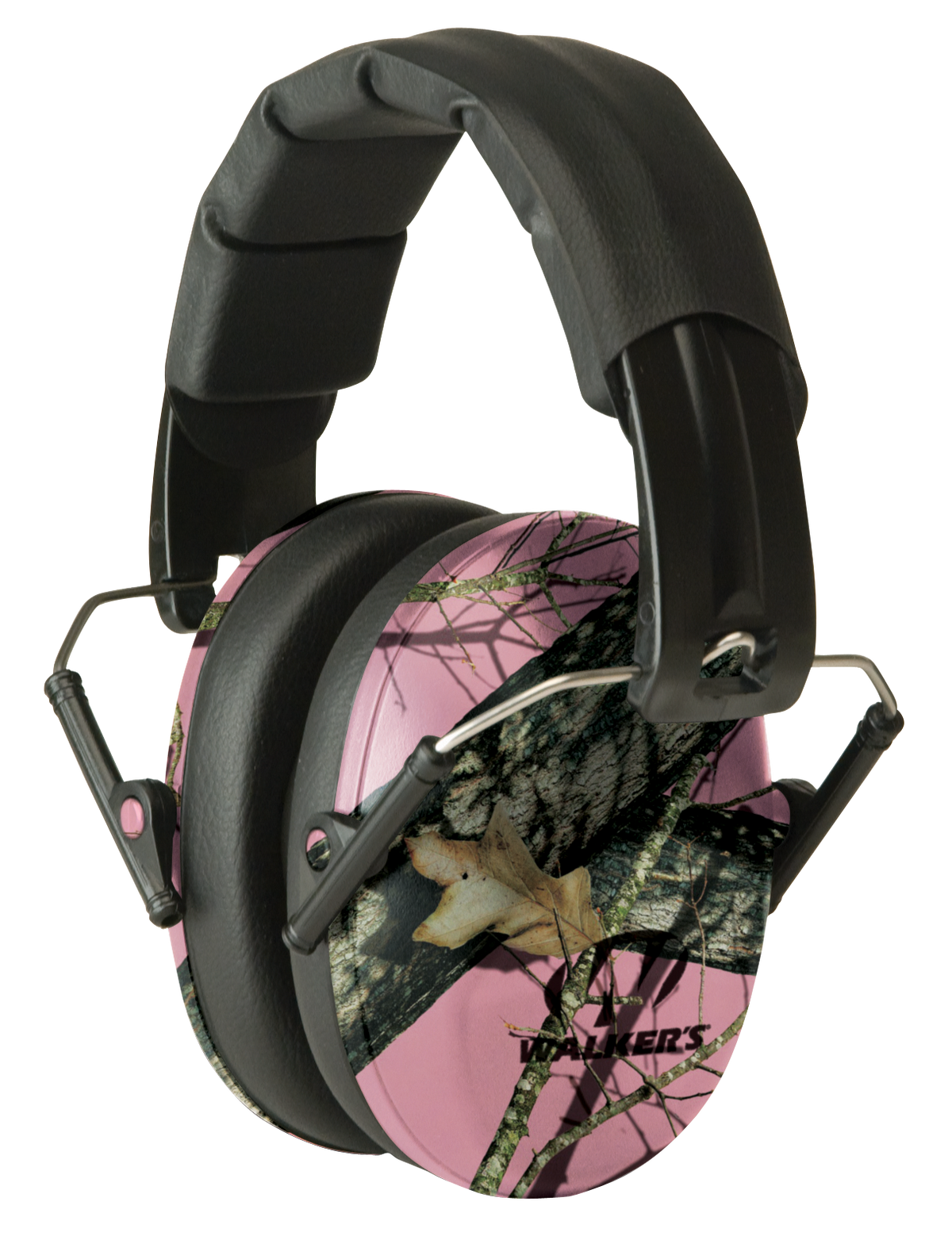 Walkers Game Ear Pro Low Profile Passive Muff 22 dB Over the Head Mossy Oak/Pink Polymer