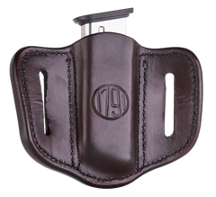 1791 Gunleather MAG1.1 Single Mag Holster Signature Brown Leather Belt Slide - Single Stack, Ambidextrous