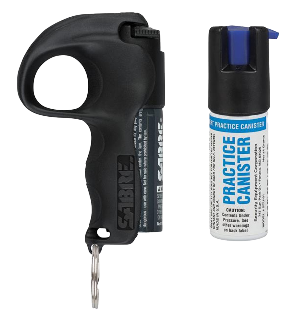 Sabre Quick Grip Pepper Spray 0.54 oz 12 ft Range Black - Twist Lock w/Key Ring