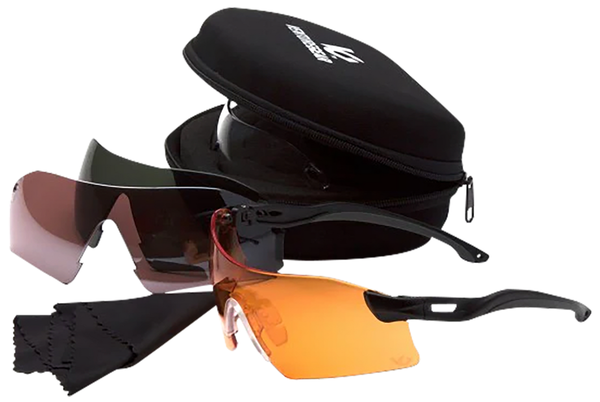 Pyramex Venture Gear Drop Zone Safety Glasses Kit 4-Lens Anti-Fog Black Frame