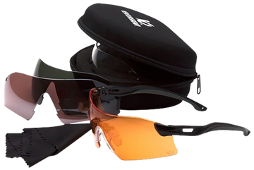 Pyramex Venture Gear Drop Zone Safety Glasses Kit 4-Lens Anti-Fog Black Frame