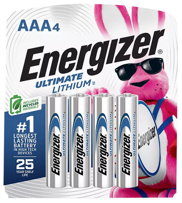 Energizer L92SBP4H3 AAA Ultimate Lithium 1.5V (4-Pack) - Silver