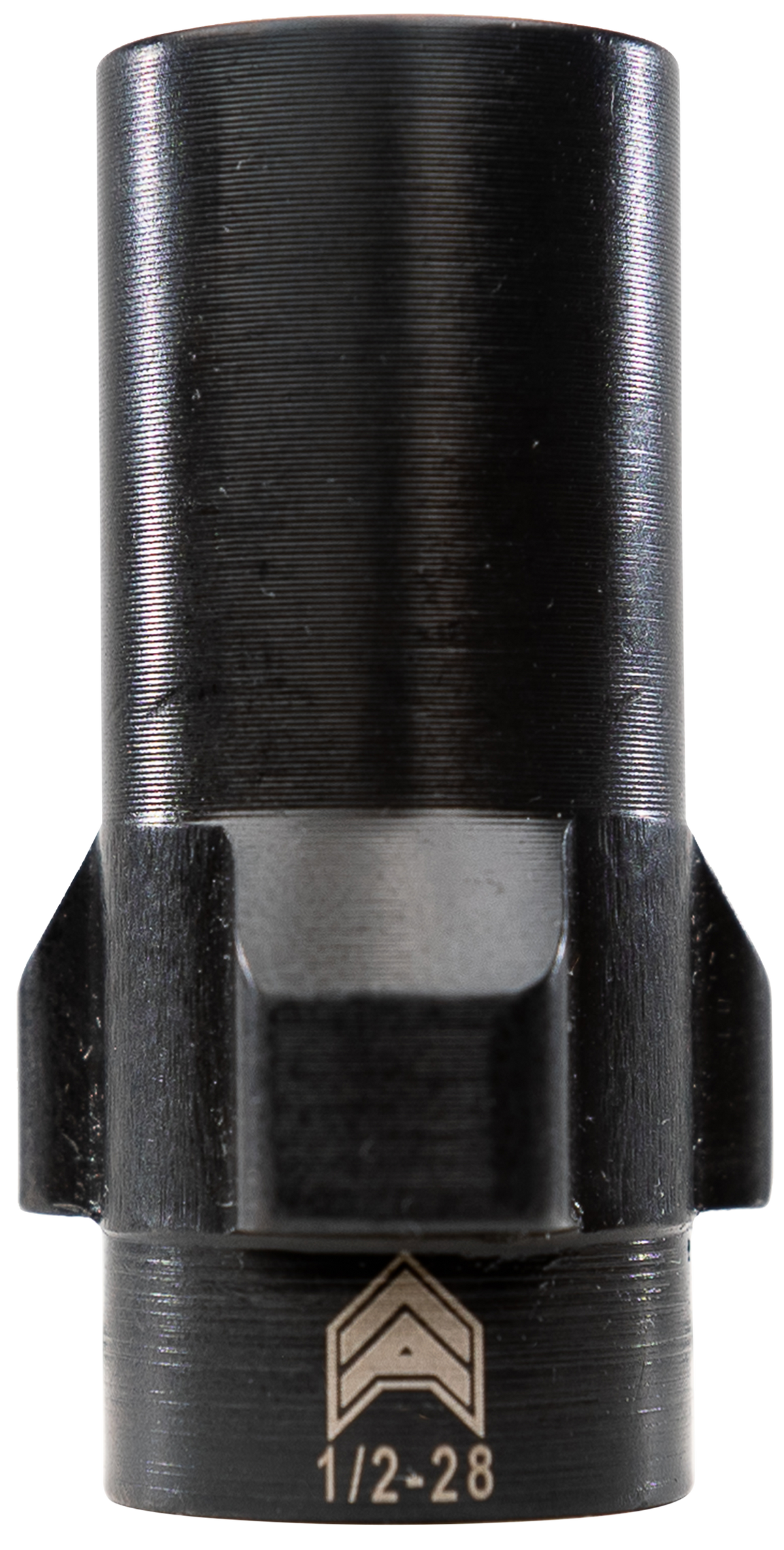 Angstadt Arms 3-Lug Muzzle Adapter 9mm Luger 1/2x28 Black Nitride Hardened Steel 1.42"