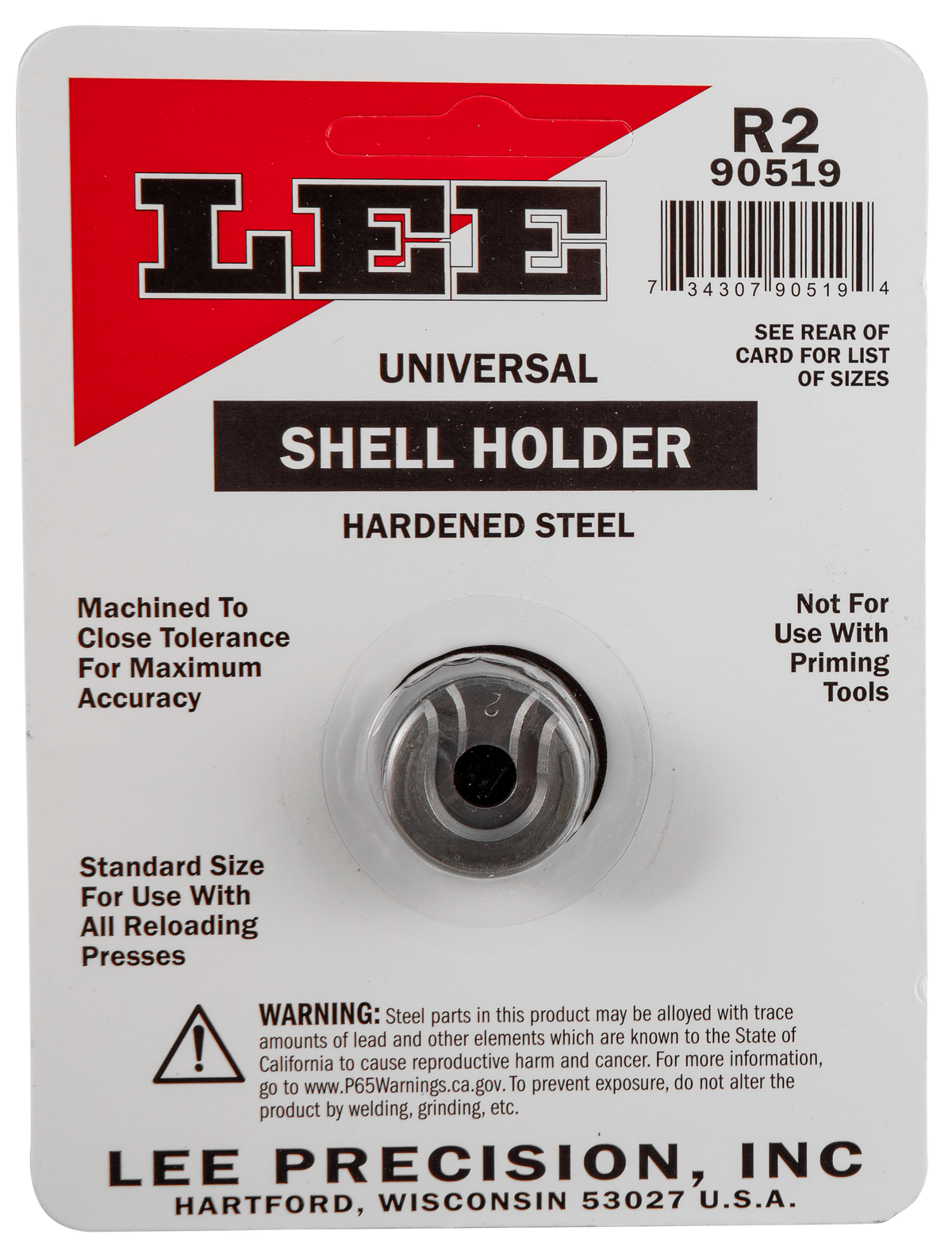 Lee Precision 90519 Shell Holder #2R 45 ACP / 25-06 / 7mm-08 / 8x57 Mauser