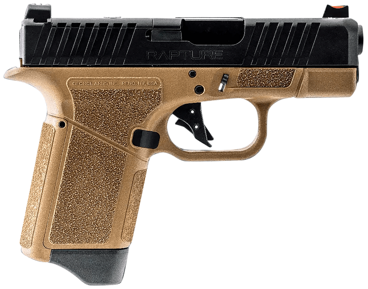 GForce Arms Rapture Sub-Compact 9mm Luger 3.25" 12+1 Semi-Auto Pistol - Flat Dark Earth Cerakote Polymer Frame, Black Optic Cut Slide