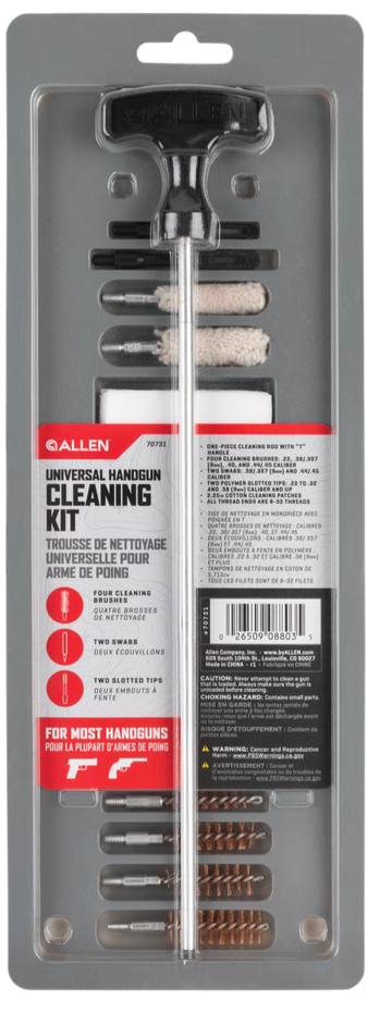 Allen 70731 Universal Handgun Cleaning Kit .22-.45 Caliber