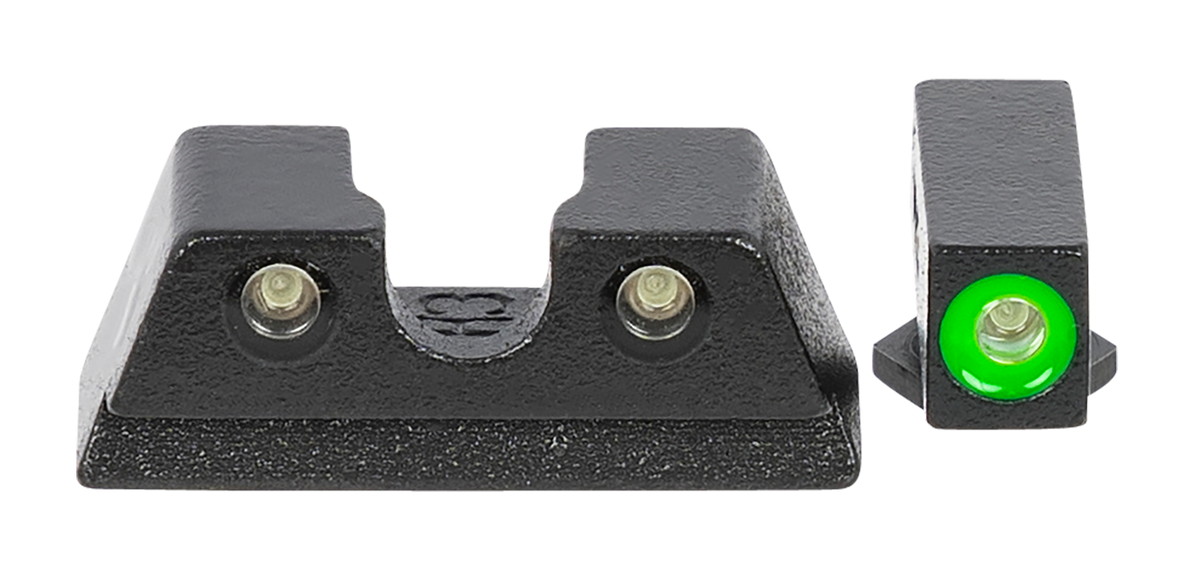 Meprolight USA Hyper-Bright Fixed Night Sights for Glock 42/43/43X/48/48X - Green Tritium Green Outline Front / Green Tritium Black Outline Rear