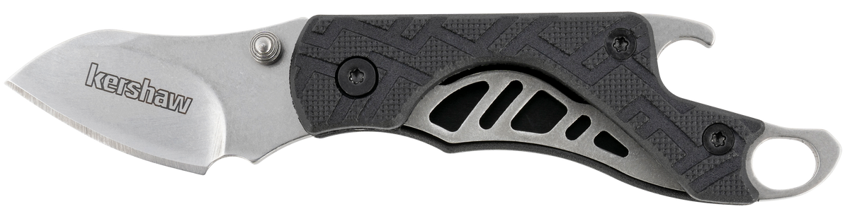 Kershaw Cinder 1025X 1.4" Folding Drop Point Plain Stonewashed 3Cr13MoV SS Black GFN Handle