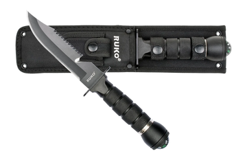 Rynoblade Knives RUKO RUK0165 440A 3-3/8" Folding Knife - TiN Coated Serrated Drop Point