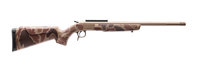 CVA Cascade Takedown 6.5 Creedmoor 20" 1-Round Single-Shot Rifle - Flat Dark Earth Cerakote - Duck Camo Stock