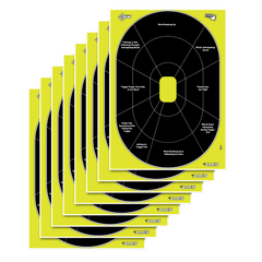 EZ-Aim 15220 Splash Reactive Oval Paper Hanging Handgun Target 12" x 18" Black/Yellow - 8 Pack