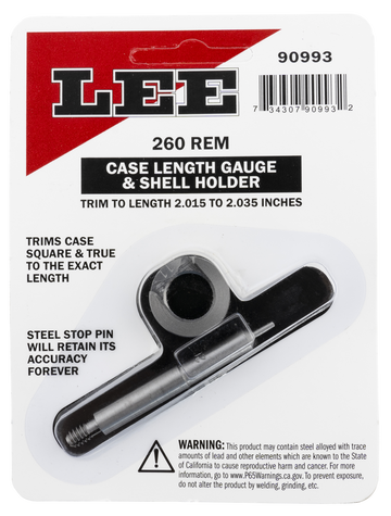 Lee 90993 Case Length Gauge 260 Rem w/ Shell Holder