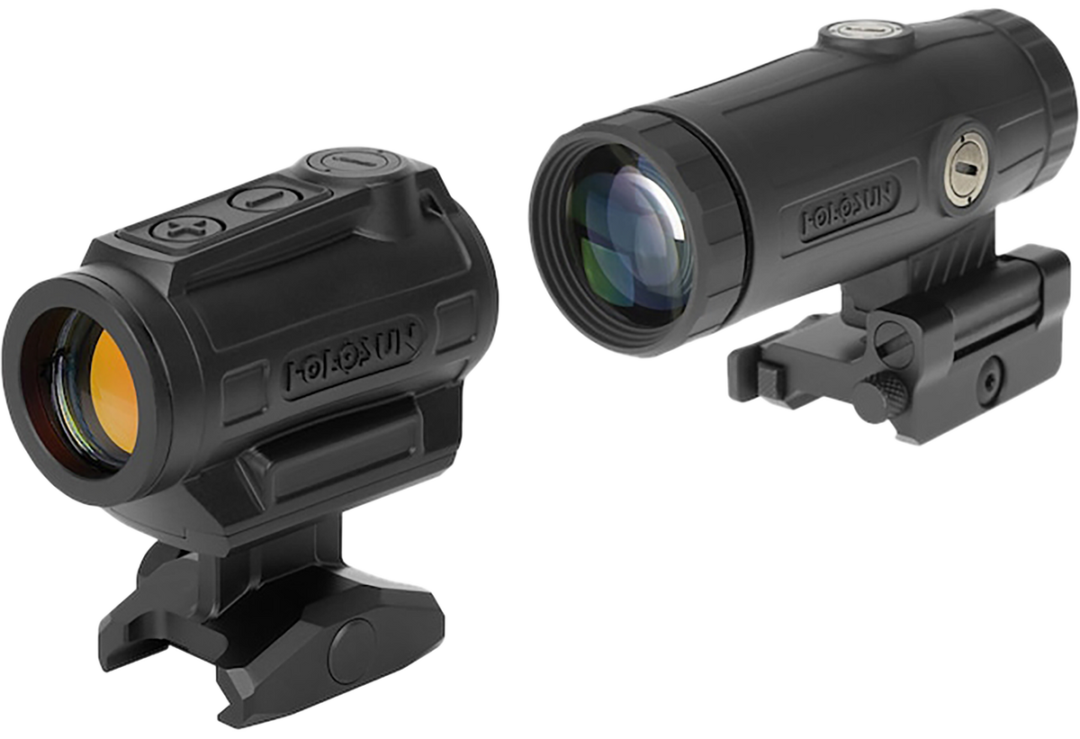 Holosun ARO-RD2 22mm 2 MOA Red Dot Sight with HM3X 3X Magnifier Combo - Black