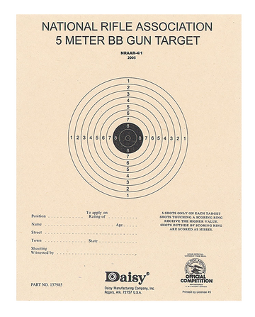 Daisy 408 NRA 5-Meter Air Rifle Bullseye Paper Target 50 Pkg - Black/White