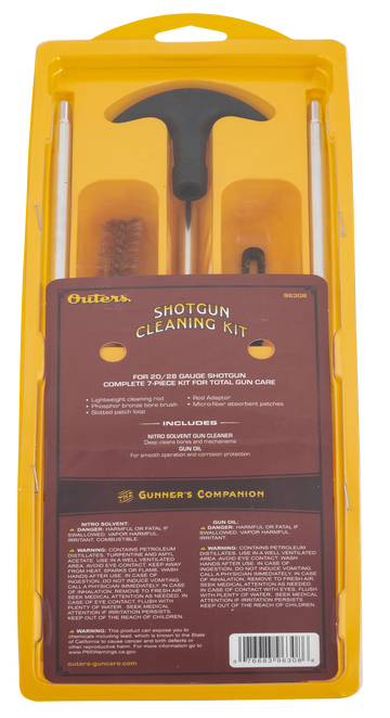 Outers 96308 Aluminum Rod Shotgun Cleaning Kit 20/28 Gauge (Clam Pack)