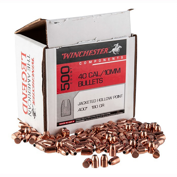 Winchester Ammo Centerfire Handgun .40 S&W 180gr Jacketed Hollow Point Reloading Bullets - 500/Box
