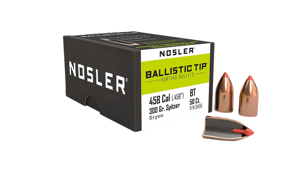 Nosler Ballistic Tip .458 300gr Spitzer Reloading Bullets - 50/Box